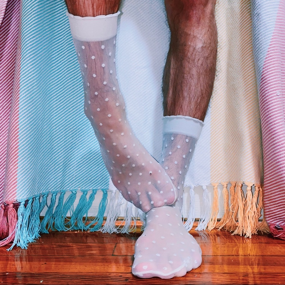 Well-Loved Dotted Swiss Stockings in White Sheer